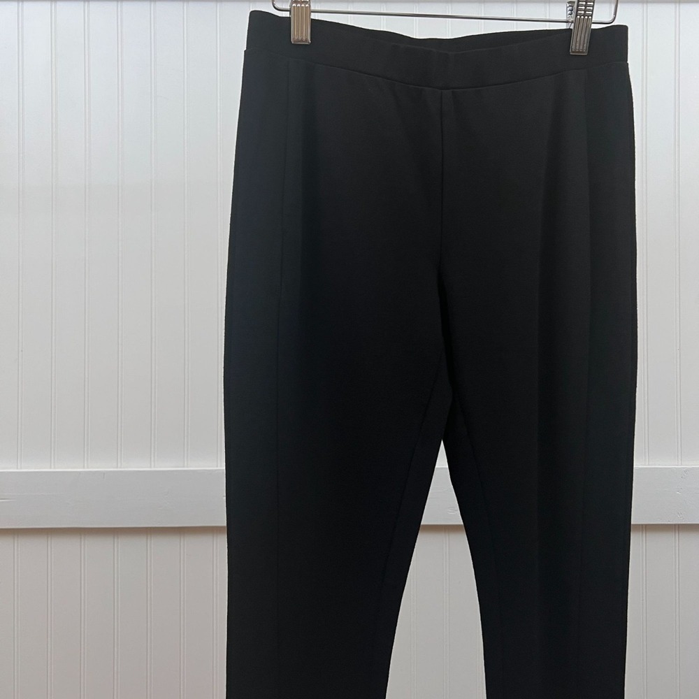 Carmen Marc Valvo Black Ponte Leggings Pants Snap Hem Ankle Detail Stretch Women